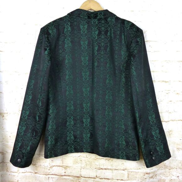 Y2K Lip Service Blacklist Jacket Men XL Black Green Brocade Jacquard Goth Rock - Picture 4 of 16